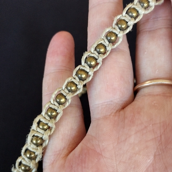 Y2K Hemp Rope Metal Ball Beaded Choker Necklace - Picture 9 of 10